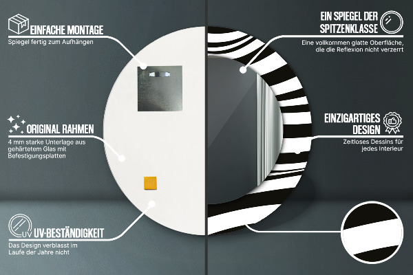 Espejo redondo marco estampado Onda abstracta