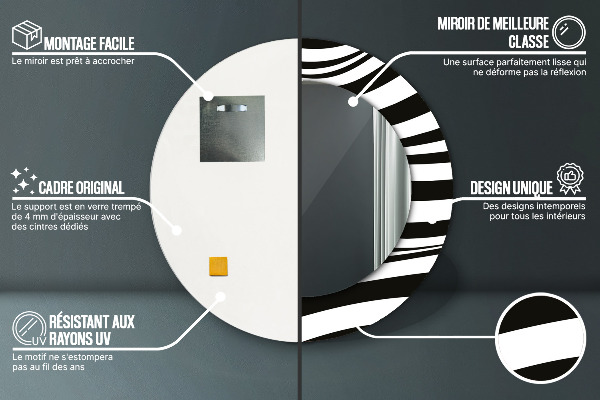 Espejo redondo marco estampado Onda abstracta