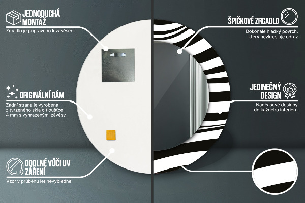 Espejo redondo marco estampado Onda abstracta