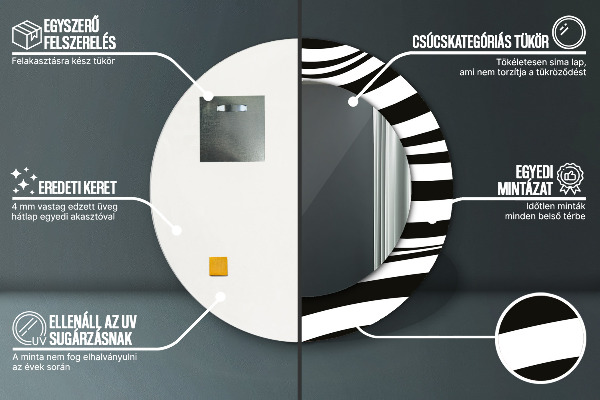 Espejo redondo marco estampado Onda abstracta