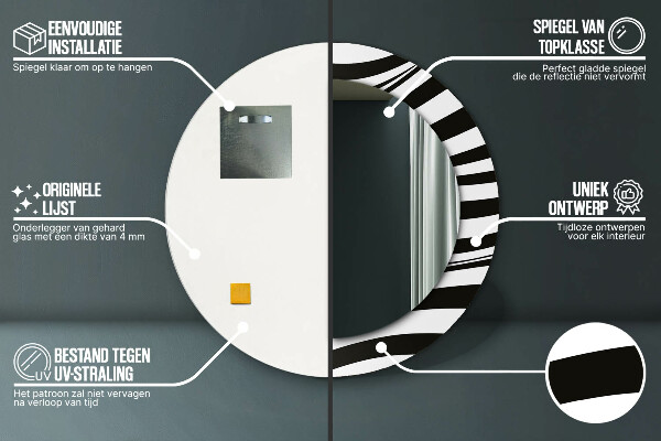 Espejo redondo marco estampado Onda abstracta
