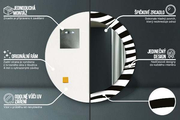 Espejo redondo marco estampado Onda abstracta