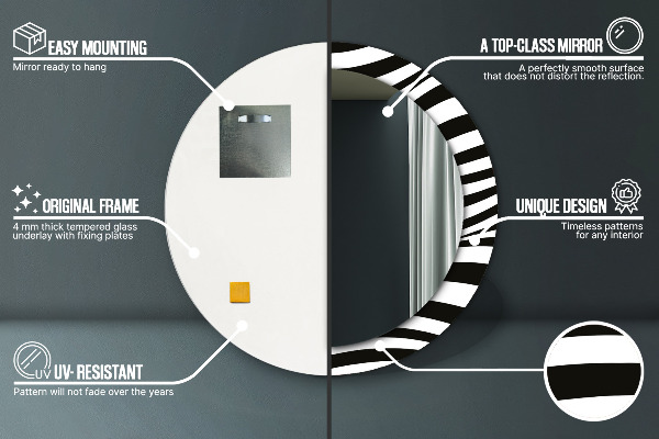 Espejo redondo marco estampado Onda abstracta