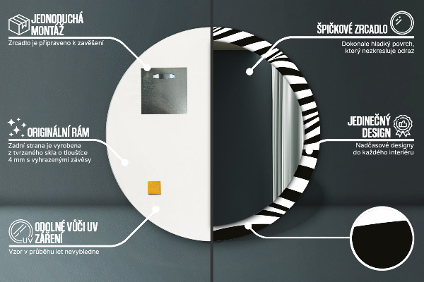 Espejo redondo marco estampado Onda abstracta