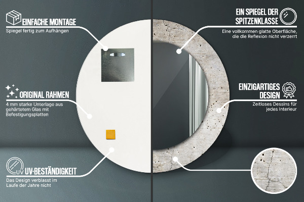 Espejo redondo con decoración Hormigón gris