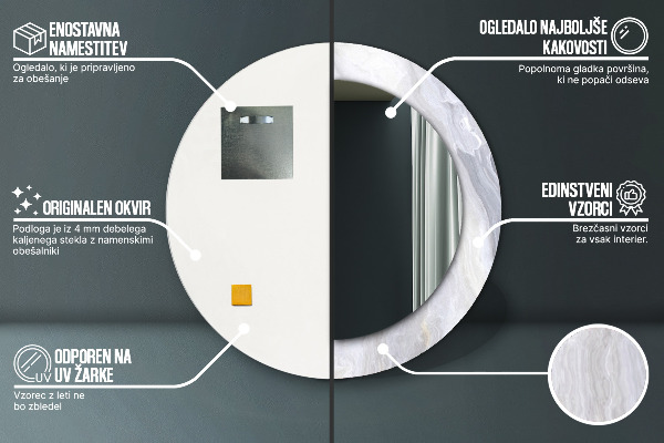 Espejo redondo marco estampado Mármol abstracto