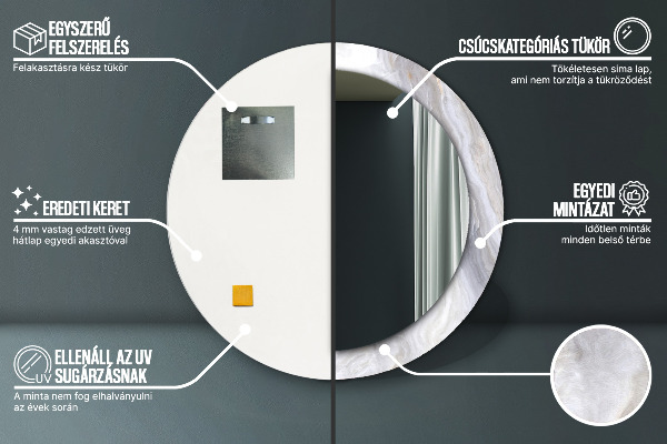 Espejo redondo marco estampado Mármol abstracto