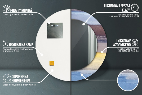 Espejo redondo marco con estampado decorativo Imagen abstracta