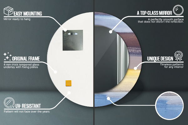 Espejo redondo marco con estampado decorativo Imagen abstracta