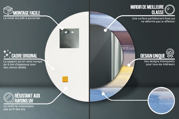 Espejo redondo marco con estampado decorativo Imagen abstracta