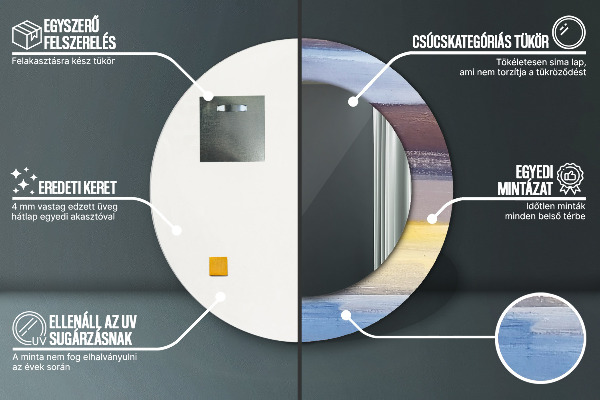 Espejo redondo marco con estampado decorativo Imagen abstracta