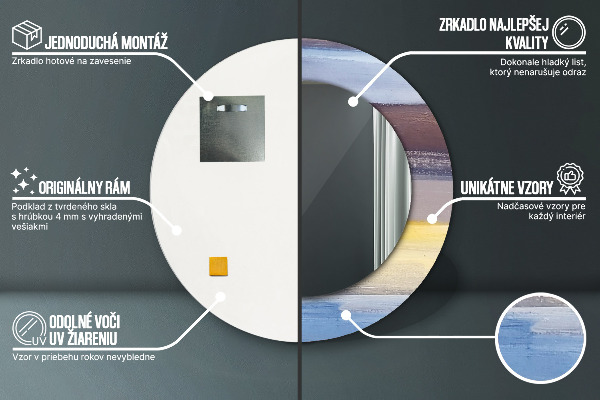 Espejo redondo marco con estampado decorativo Imagen abstracta