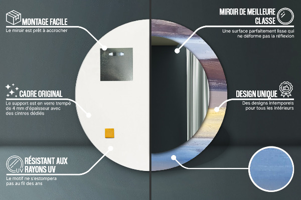 Espejo redondo marco con estampado decorativo Imagen abstracta