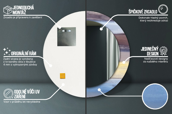 Espejo redondo marco con estampado decorativo Imagen abstracta