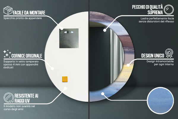 Espejo redondo marco con estampado decorativo Imagen abstracta