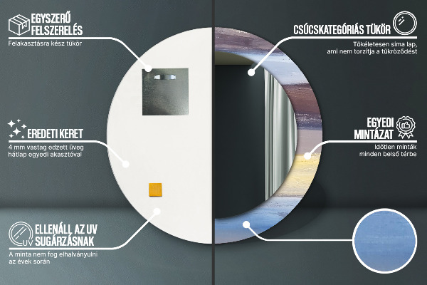 Espejo redondo marco con estampado decorativo Imagen abstracta