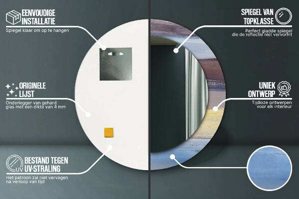 Espejo redondo marco con estampado decorativo Imagen abstracta