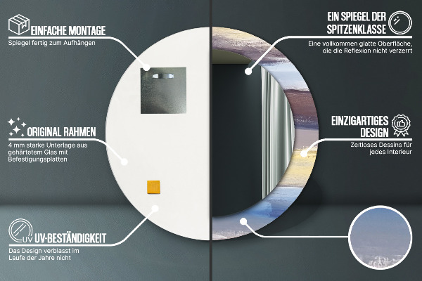 Espejo redondo marco con estampado decorativo Imagen abstracta