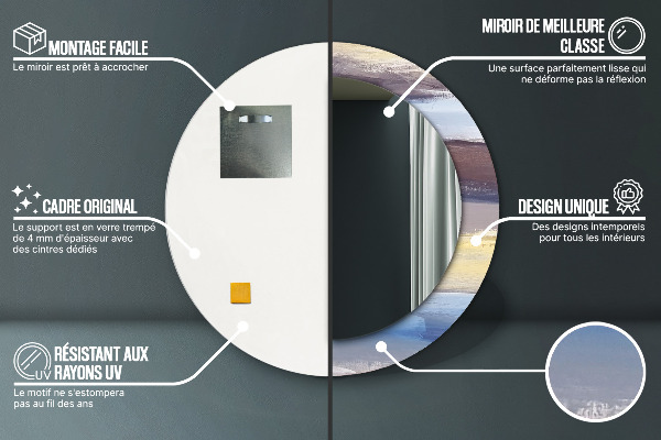 Espejo redondo marco con estampado decorativo Imagen abstracta