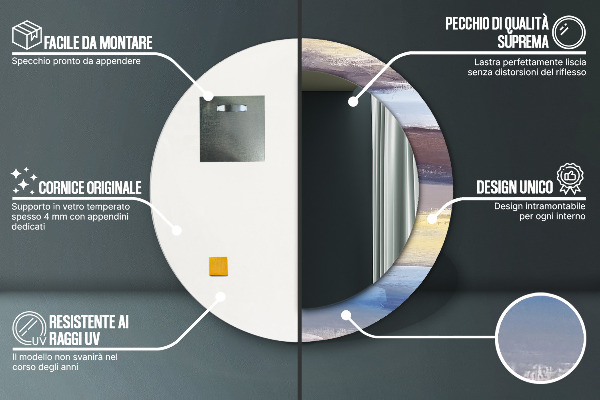 Espejo redondo marco con estampado decorativo Imagen abstracta