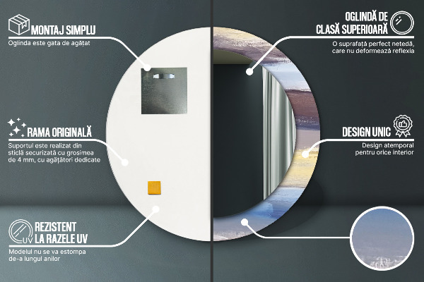 Espejo redondo marco con estampado decorativo Imagen abstracta