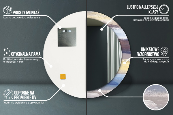 Espejo redondo marco con estampado decorativo Imagen abstracta