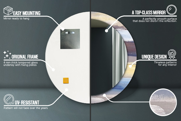 Espejo redondo marco con estampado decorativo Imagen abstracta