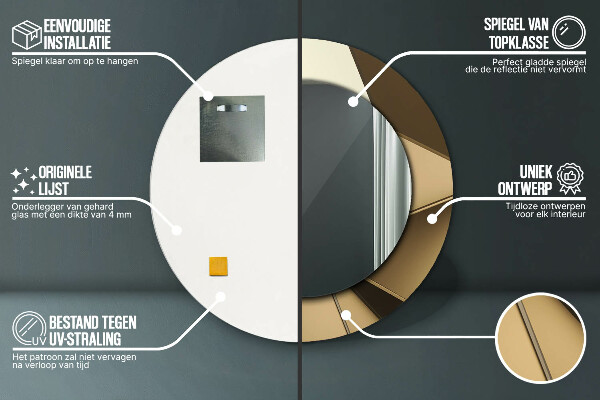 Espejo redondo marco con estampado decorativo Abstracción moderna