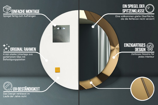 Espejo redondo marco con estampado decorativo Abstracción moderna