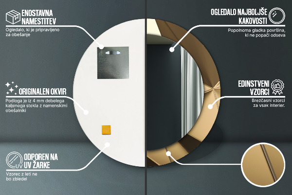 Espejo redondo marco con estampado decorativo Abstracción moderna