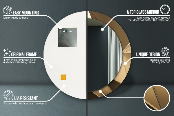 Espejo redondo marco con estampado decorativo Abstracción moderna