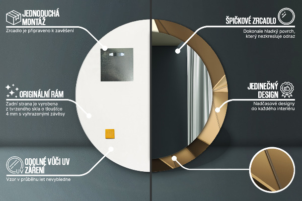 Espejo redondo marco con estampado decorativo Abstracción moderna