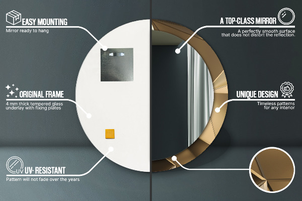 Espejo redondo marco con estampado decorativo Abstracción moderna