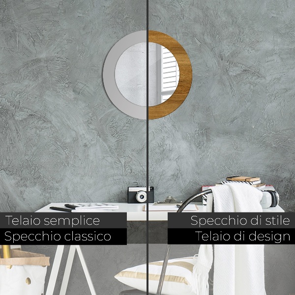 Espejo redondo con decoración Roble rústico