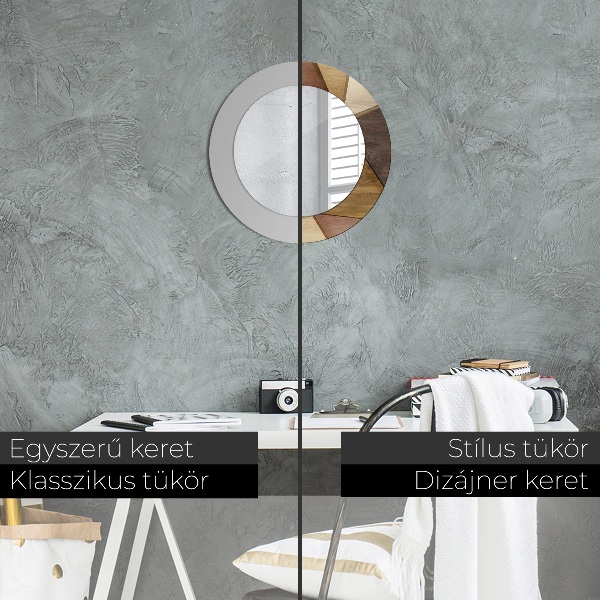 Espejo redondo impreso decorativo redondo Madera geométrica 3d