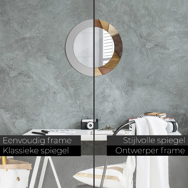 Espejo redondo impreso decorativo redondo Madera geométrica 3d
