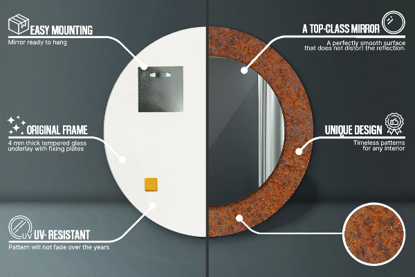 Espejo redondo impreso decorativo redondo Metal oxidado