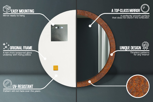 Espejo redondo impreso decorativo redondo Metal oxidado