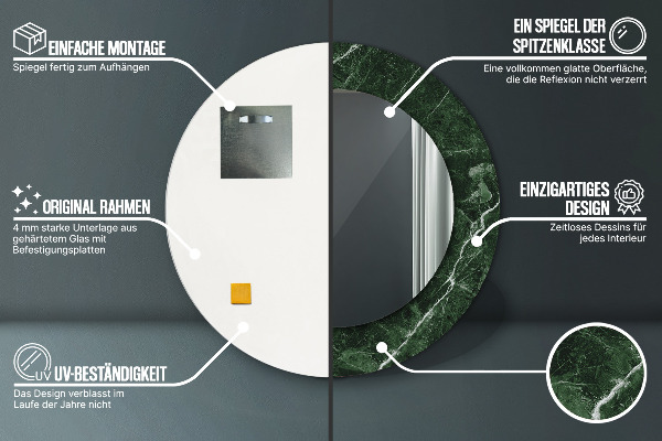 Espejo ścienne decorativo redondo Mármol verde