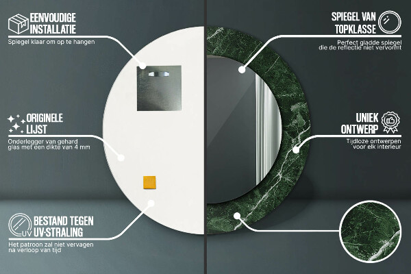 Espejo ścienne decorativo redondo Mármol verde