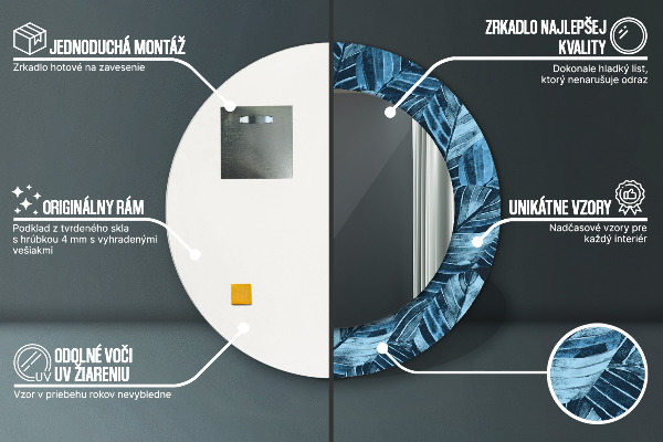 Espejo redondo marco estampado Hojas de la selva