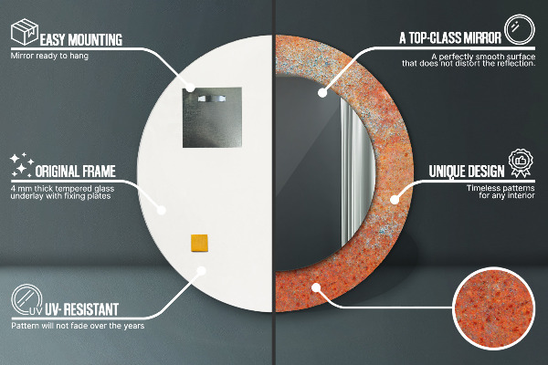 Espejo redondo marco estampado Metal oxidado