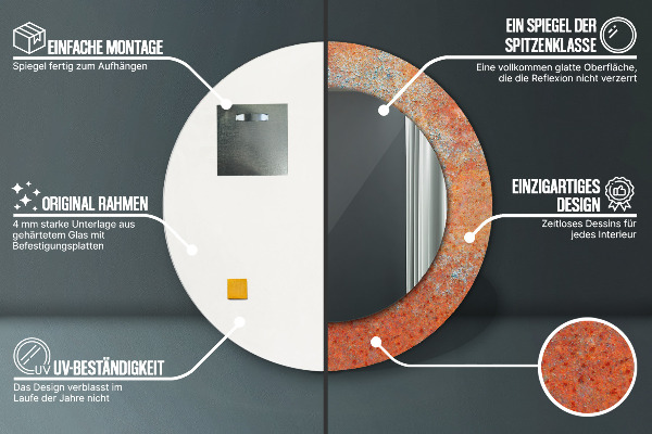 Espejo redondo marco estampado Metal oxidado