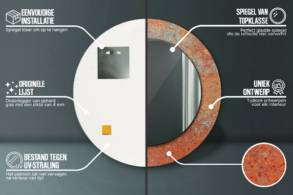 Espejo redondo marco estampado Metal oxidado