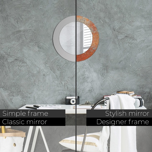 Espejo redondo marco estampado Metal oxidado