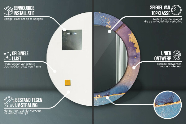 Espejo redondo impreso decorativo redondo Piedra de mármol