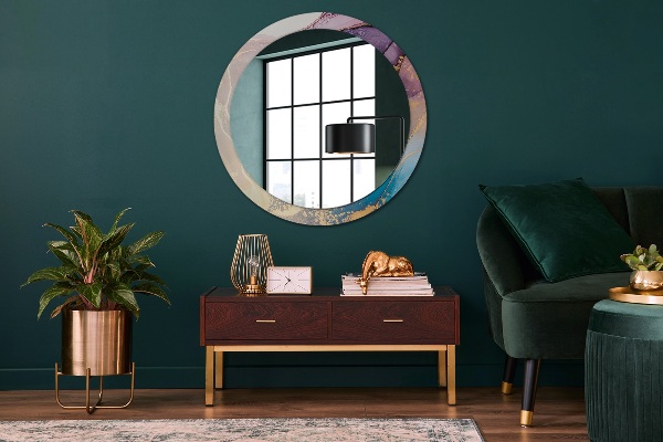 Espejo redondo impreso decorativo redondo Piedra de mármol