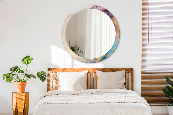 Espejo redondo impreso decorativo redondo Piedra de mármol