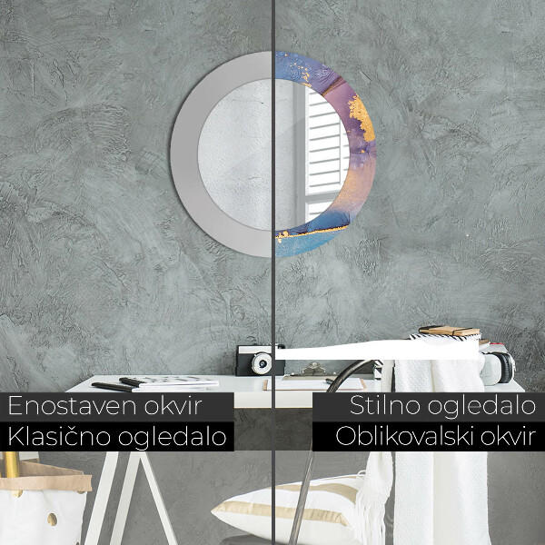 Espejo redondo impreso decorativo redondo Piedra de mármol