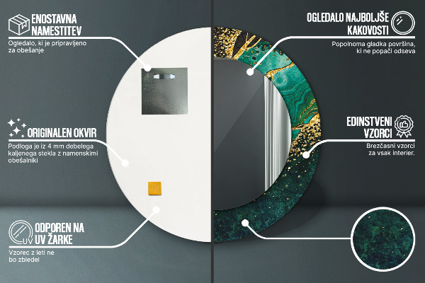 Espejo redondo marco con estampado decorativo Verde marmol